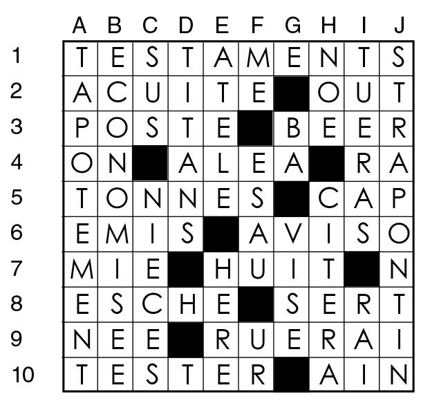 Solutions des mots croisés du précédent numéro