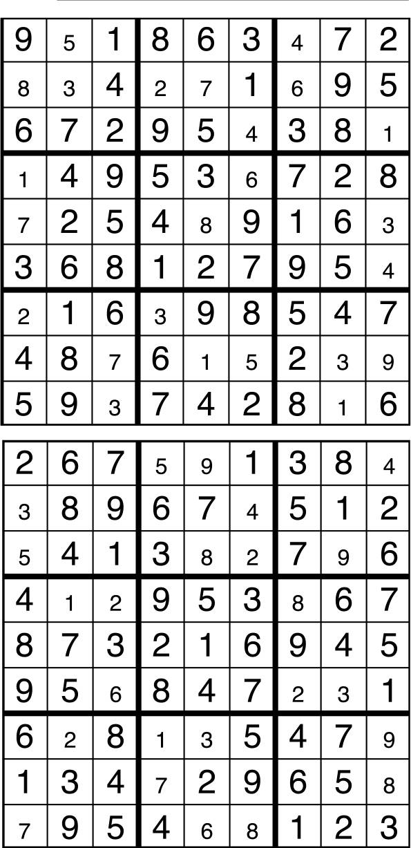Solutions des sudokus du précédent numéro