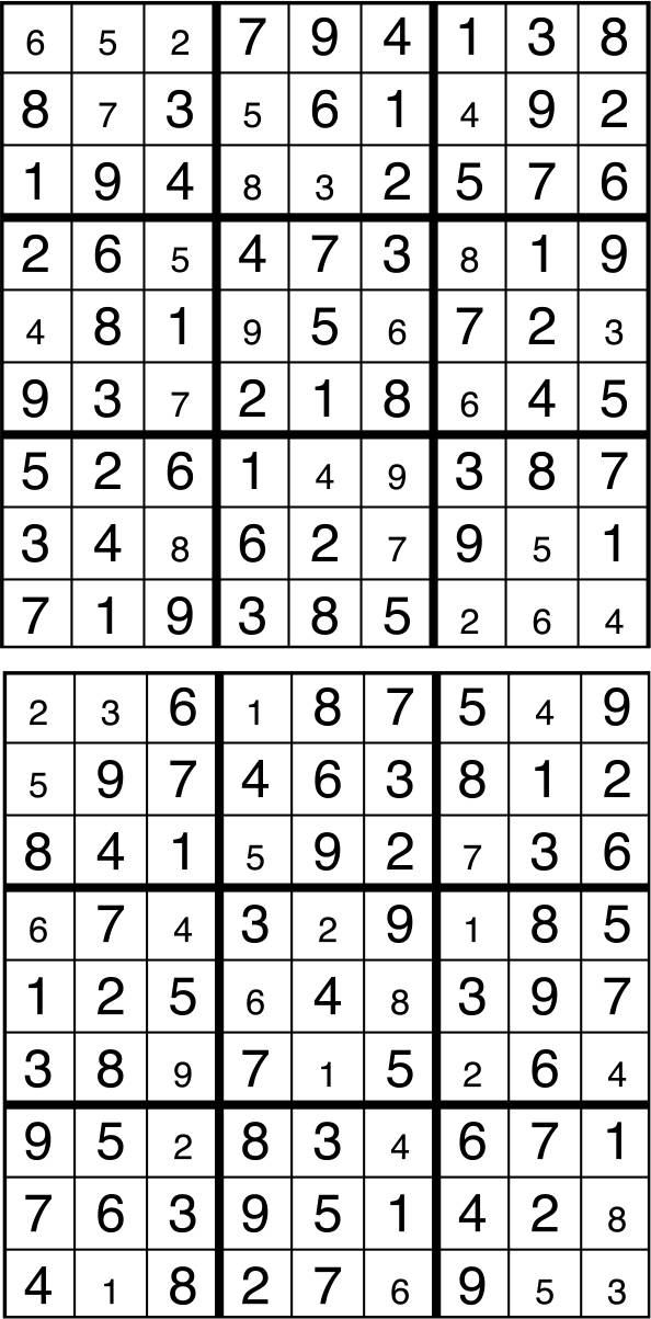 Solutions des sudokus du précédent numéro