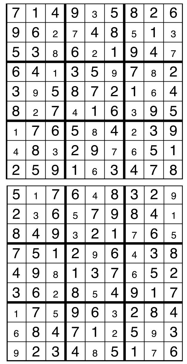 Solutions des sudokus du précédent numéro