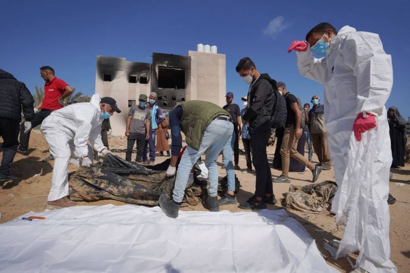 Over 200 bodies recovered from mass grave at Nasser Hospital in southern Gaza