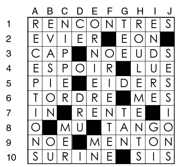 Solutions des mots croisés du précédent numéro