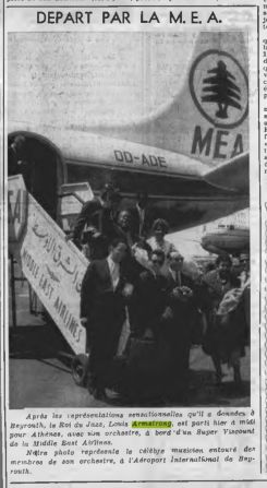Louis Armstrong arrived at the Beirut Airport along with his wife, Lucille and the rest of his crew.