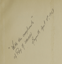 “From An Antique Land: Ancient And Modern in the Middle East,” a book owned by Louis and/or Lucille Armstrong. "With the compliments of Ray M. Salami, Beirut, April 7, 1959."