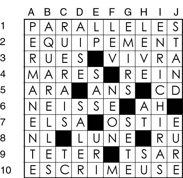 Solutions des mots croisés du précédent numéro