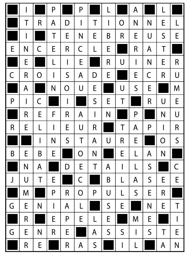 Solutions des mots fléchés du précédent numéro