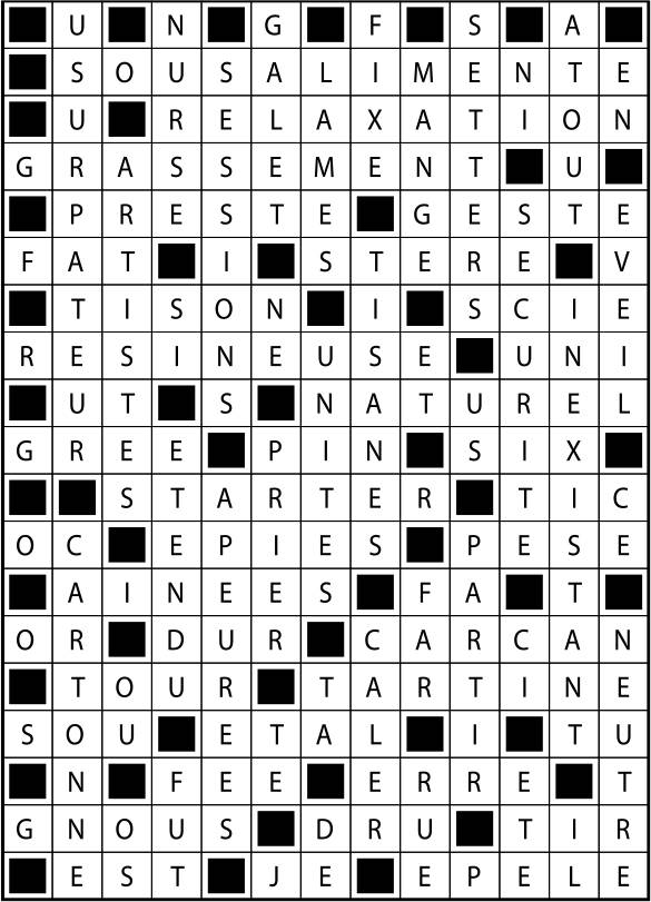 Solutions des mots fléchés du précédent numéro