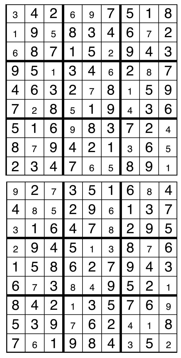Solutions des sudokus du précédent numéro