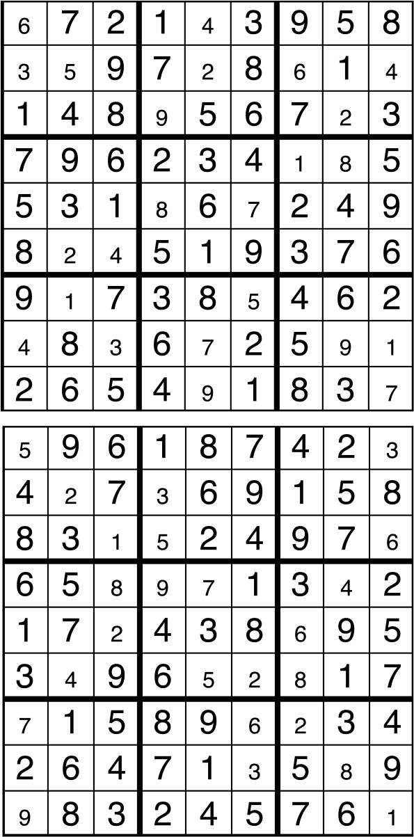 Solutions des sudokus du précédent numéro