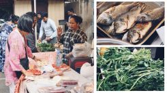 People selling food at a Sunday market in Hamra, Beirut, May 5, 2024 (Photo: Olivia Le Poidevin/L'Orient Today)