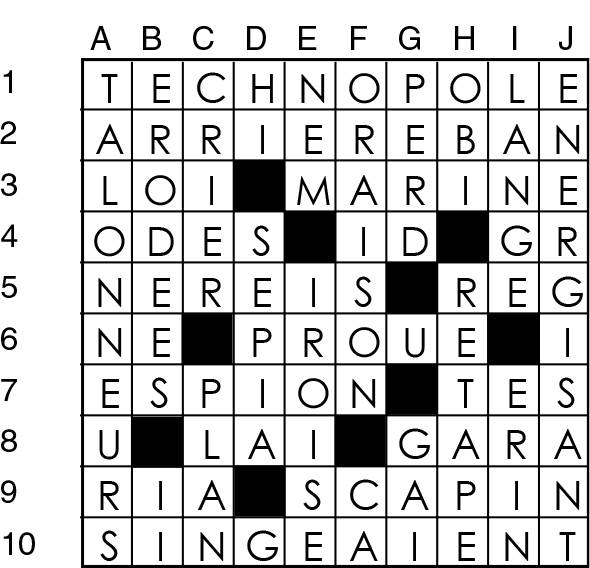 Solutions des mots croisés du précédent numéro