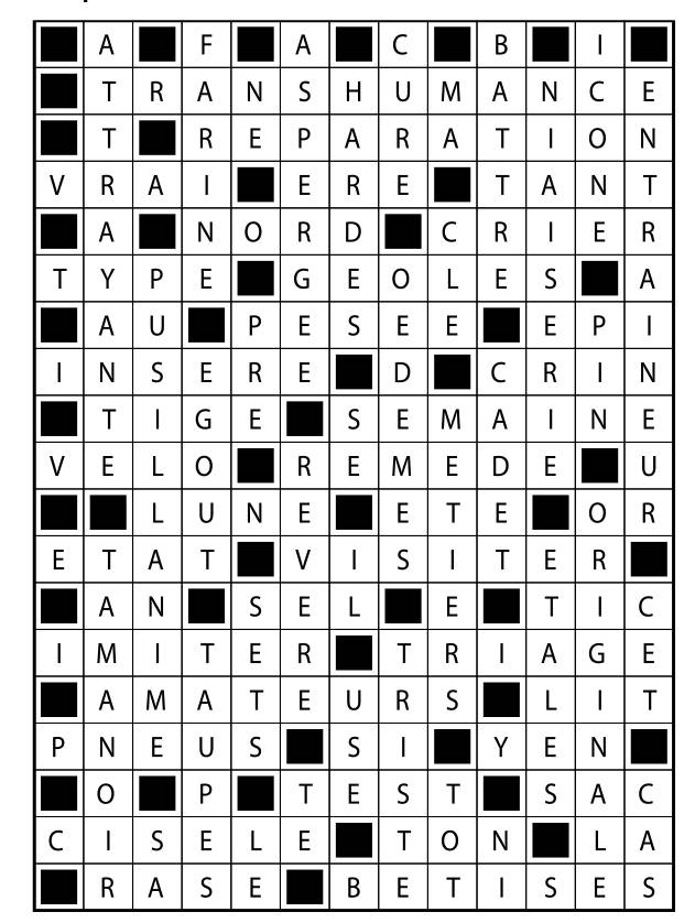Solutions des mots fléchés du précédent numéro