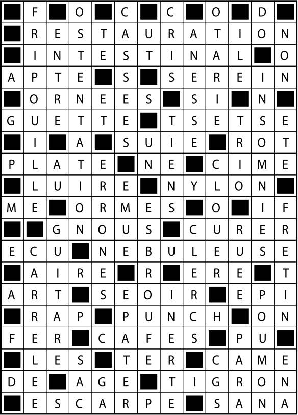 Solutions des mots fléchés du précédent numéro