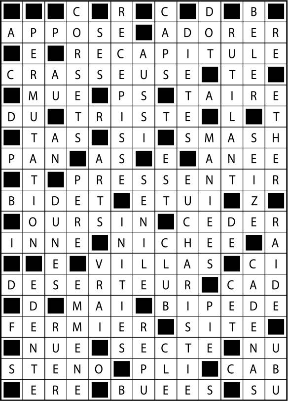 Solutions des mots fléchés du précédent numéro