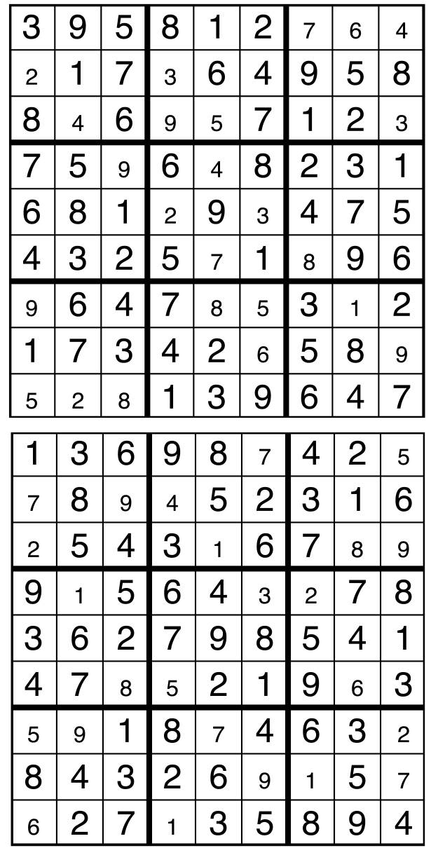 Solutions des sudokus du précédent numéro