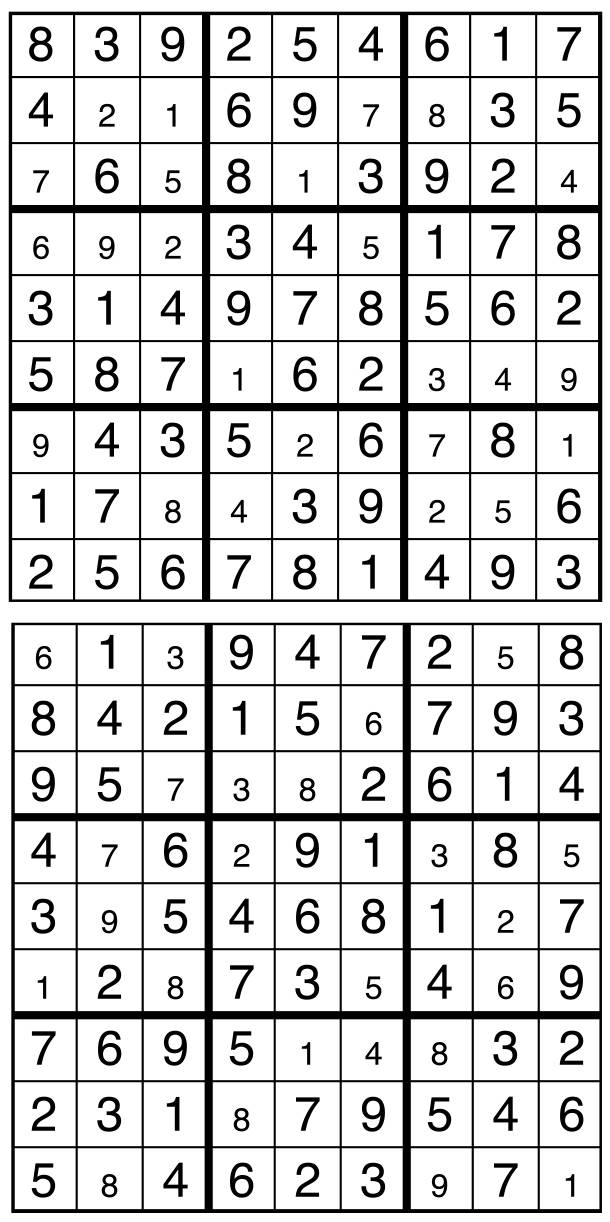 Solutions des sudokus du précédent numéro