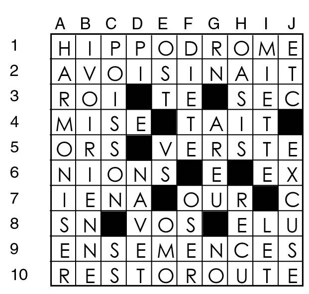 Solutions des mots croisés du précédent numéro