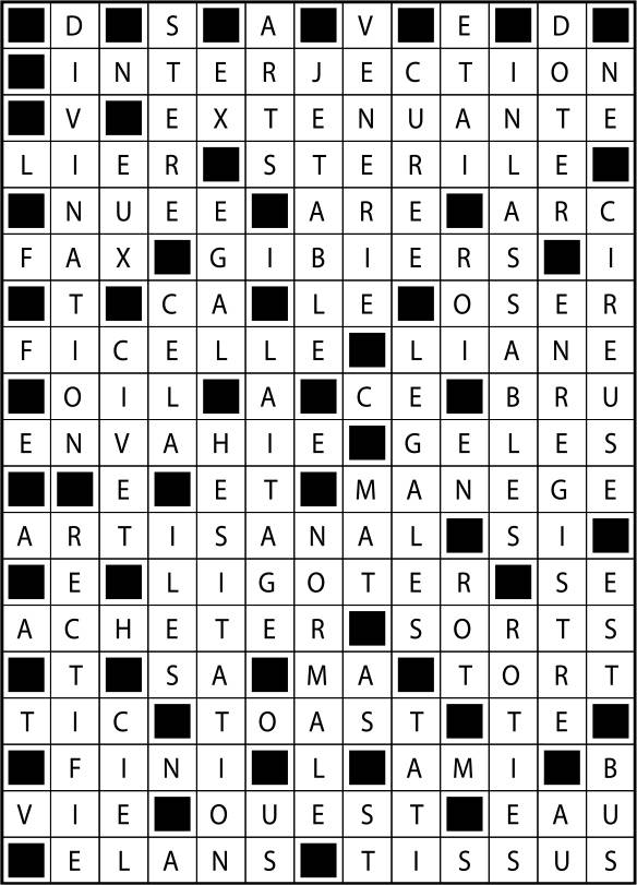 Solutions des mots fléchés du précédent numéro
