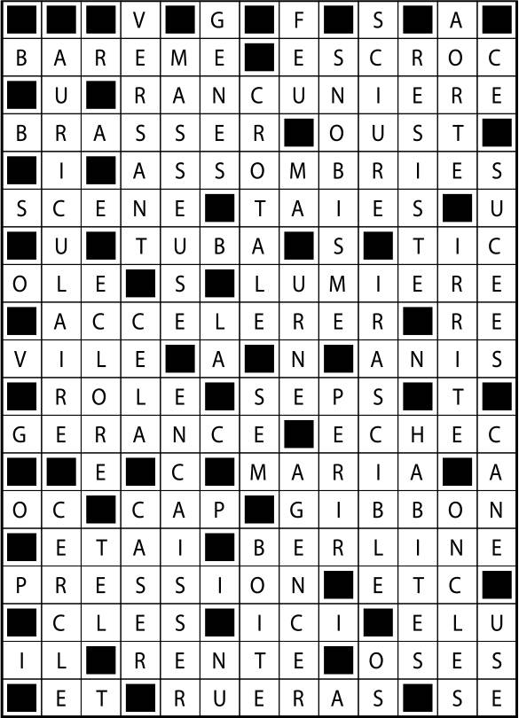 Solutions des mots fléchés du précédent numéro