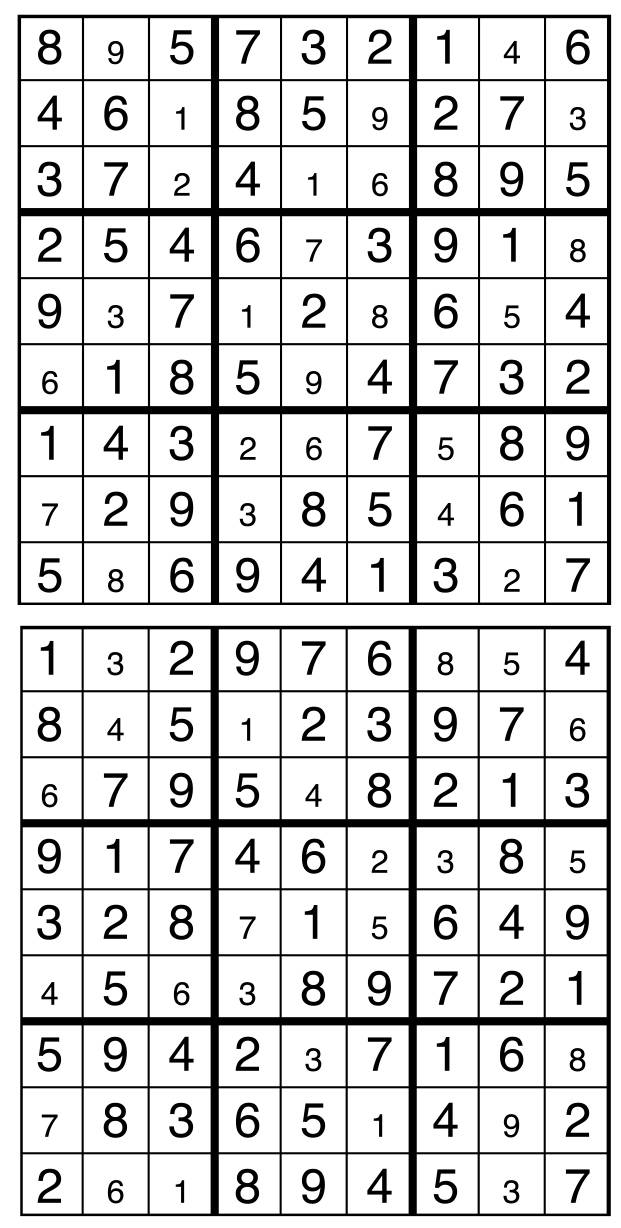 Solutions des sudokus du précédent numéro