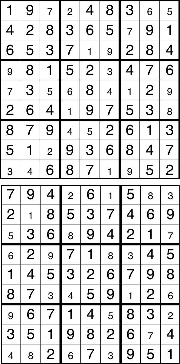 Solutions des des sudokus du précédent numéro