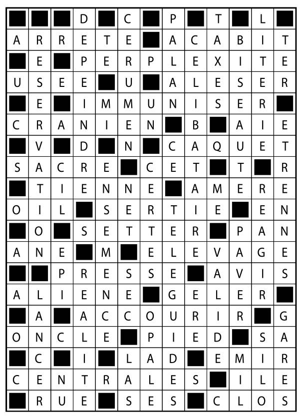 Solutions des mots fléchés du précédent numéro