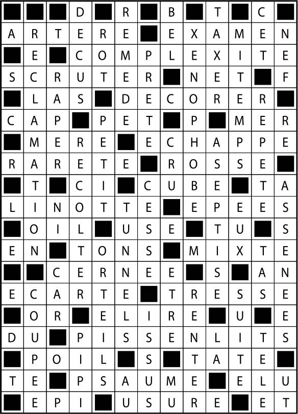Solutions des mots fléchés du précédent numéro