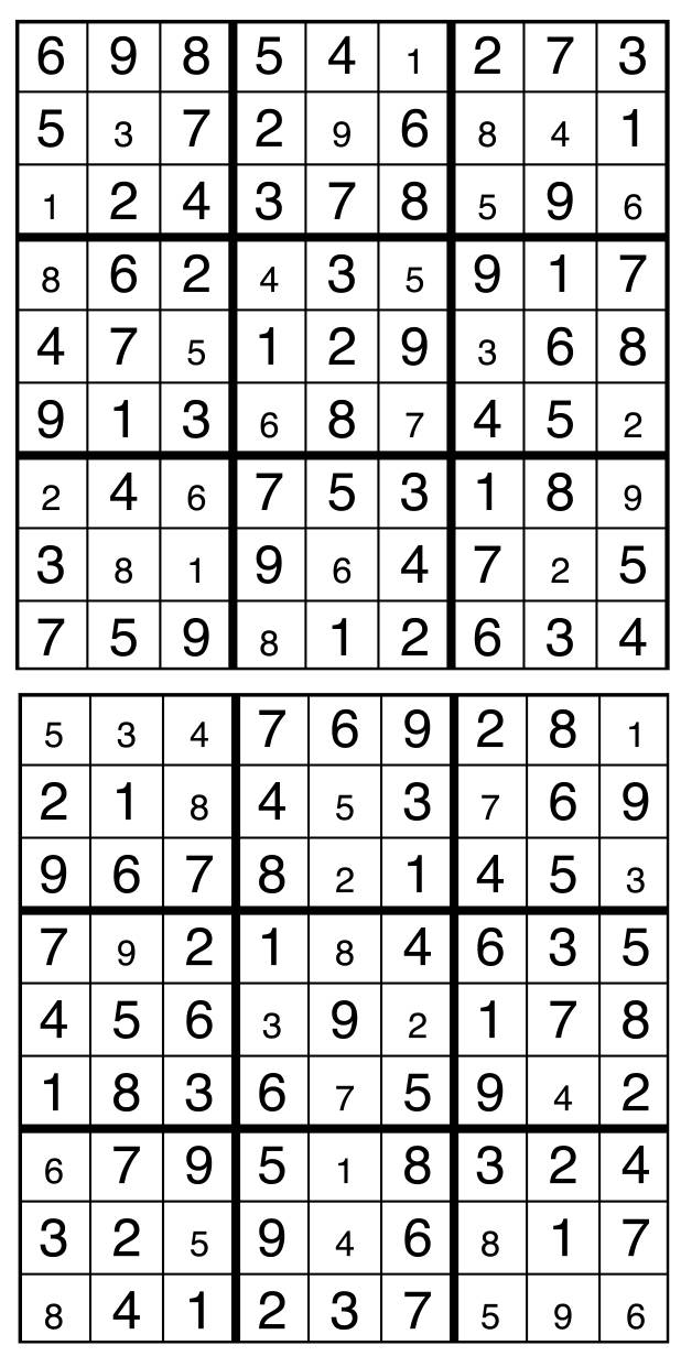 Solutions des sudokus du précédent numéro