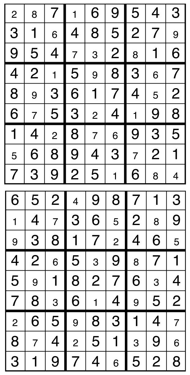 Solutions des sudokus du précédent numéro