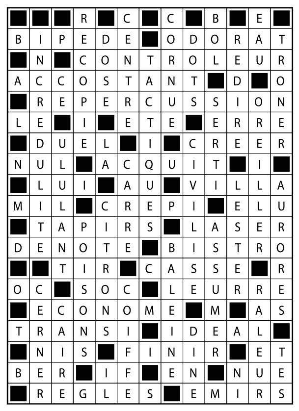 Solutions des mots fléchés du précédent numéro