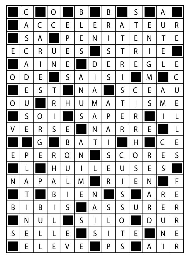 Solutions des mots fléchés du précédent numéro