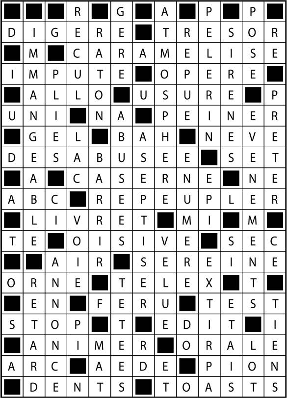 Solutions des mots fléchés du précédent numéro
