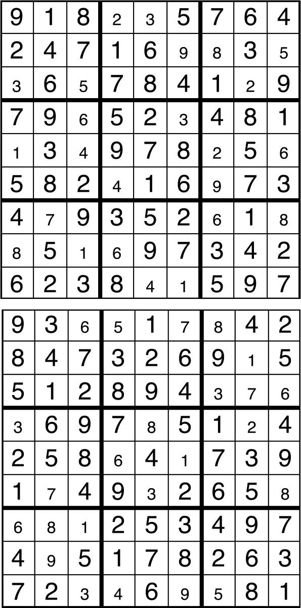 Solutions des sudokus du précédent numéro
