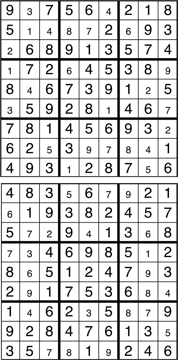 Solutions des sudokus du précédent numéro