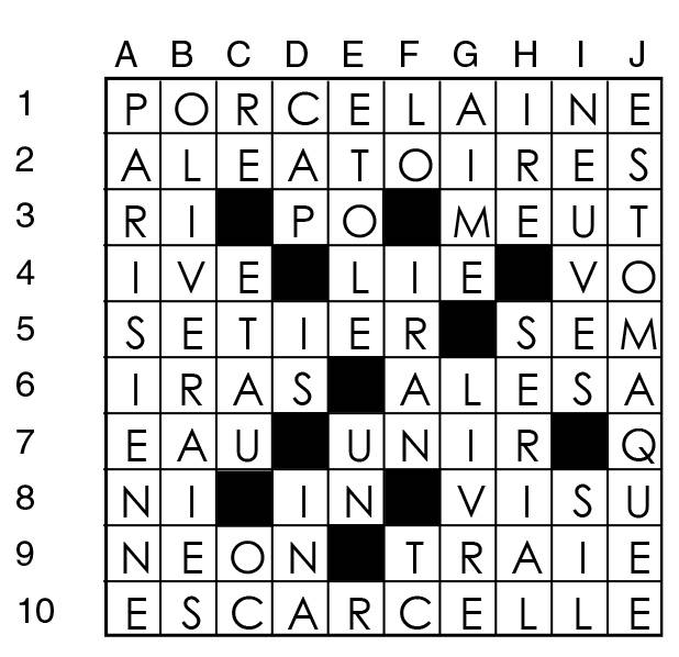 Solutions des mots croisés du précédent numéro