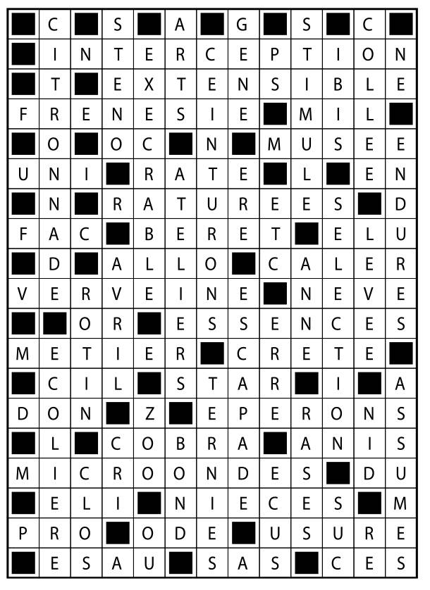 Solutions des mots fléchés du précédent numéro