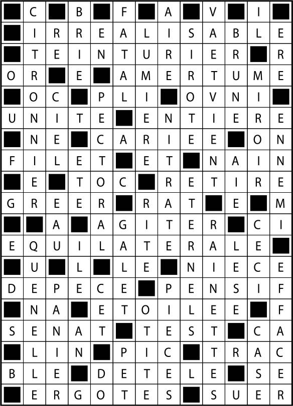 Solutions des mots fléchés du précédent numéro