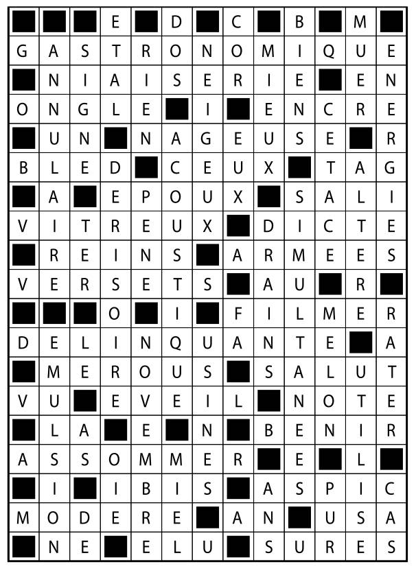 Solutions des mots fléchés du précédent numéro