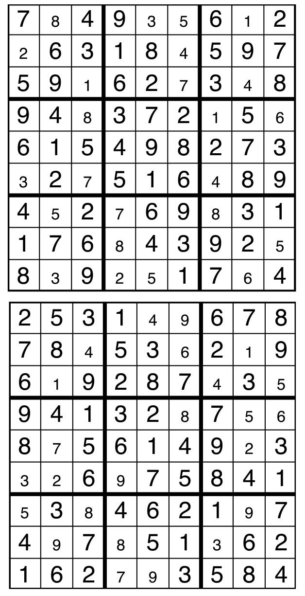 Solutions des sudokus du précédent numéro