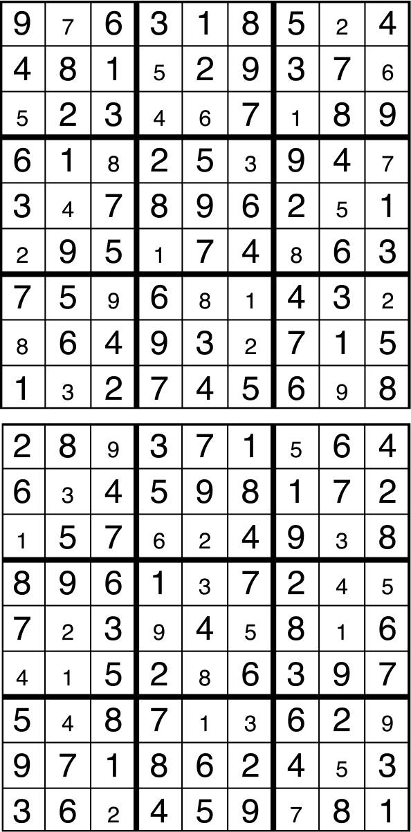 Solutions des sudokus du précédent numéro