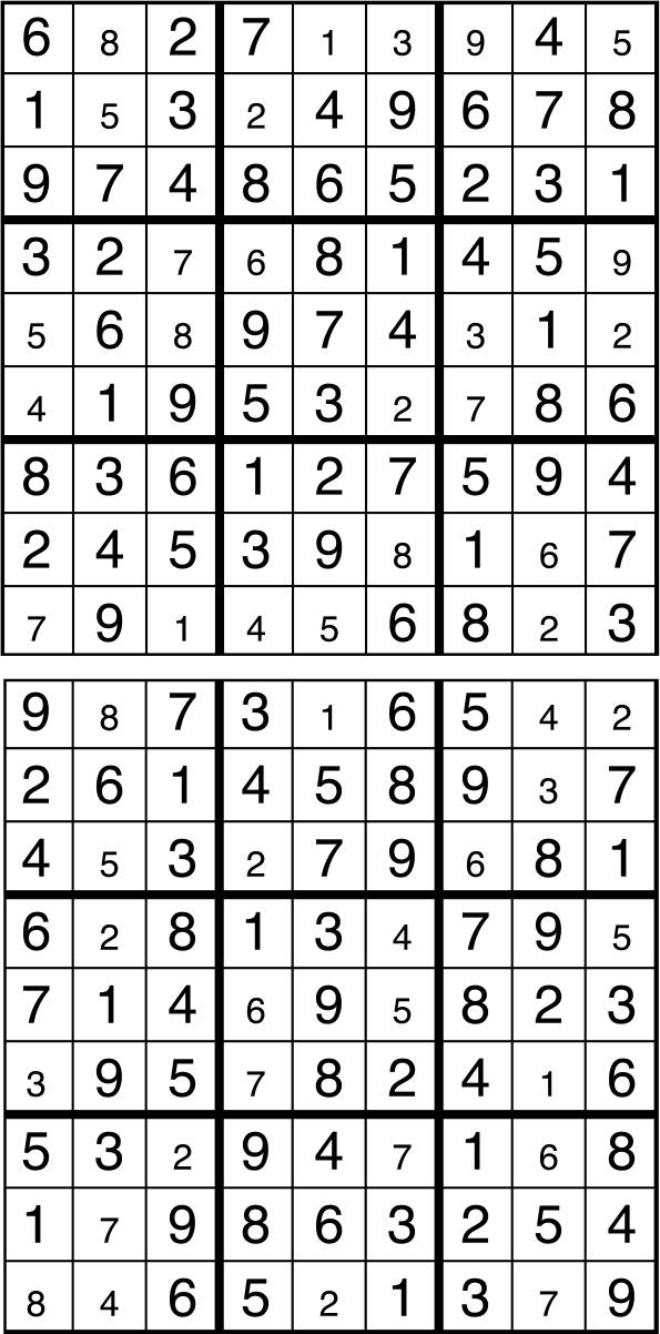 Solutions des sudokus du précédent numéro
