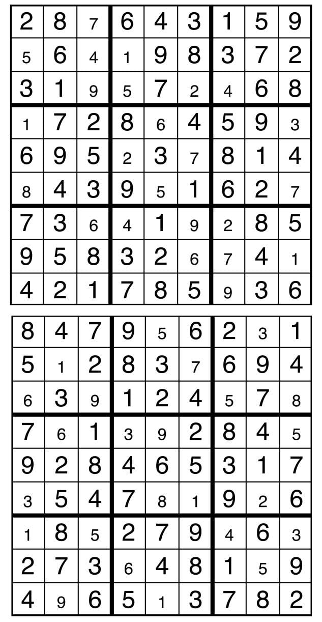 Solutions des sudokus du précédent numéro