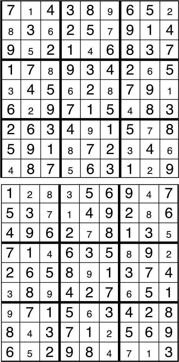 Solutions des sudokus du précédent numéro