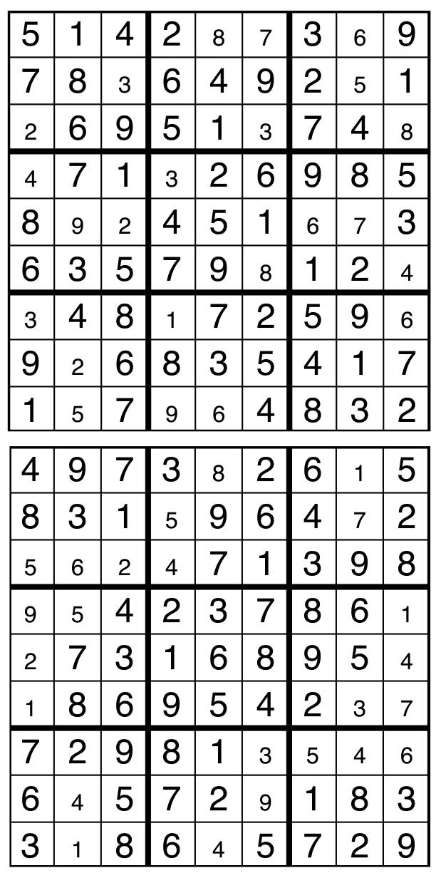 Solutions des sudokus du précédent numéro
