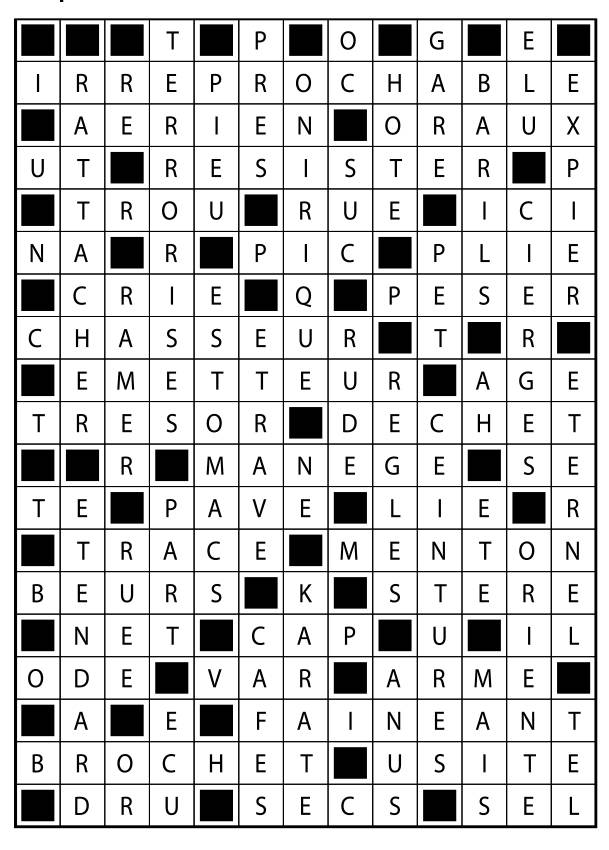 Solutions des mots fléchés du précédent numéro