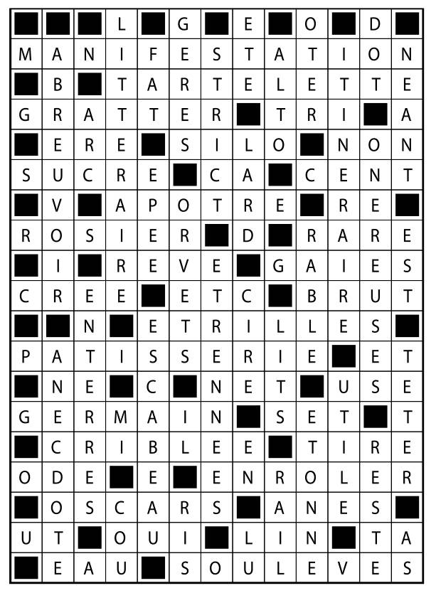 Solutions des mots fléchés du précédent numéro
