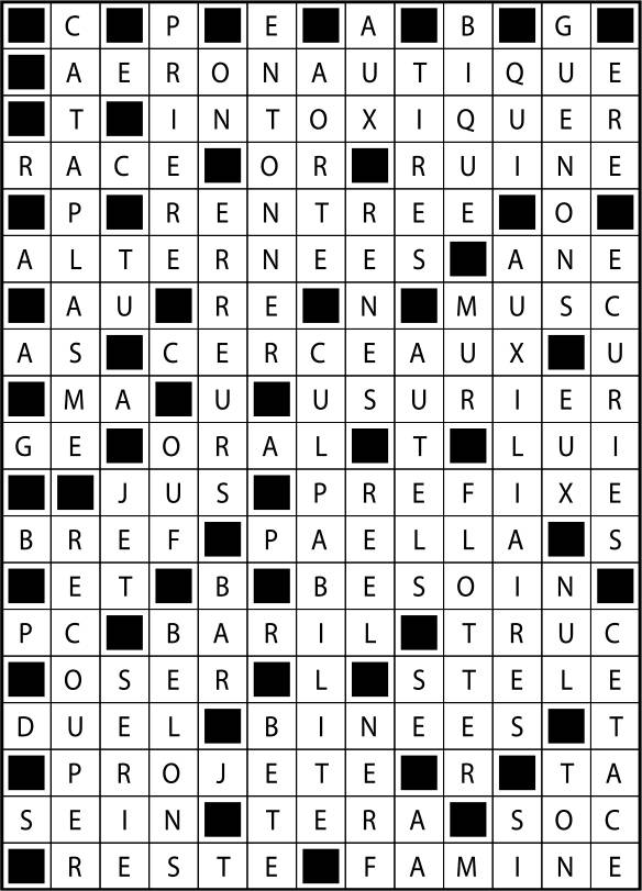 Solutions des mots fléchés du précédent numéro
