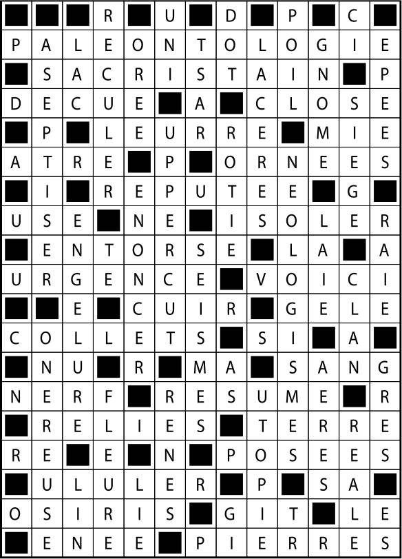 Solutions des mots fléchés du précédent numéro