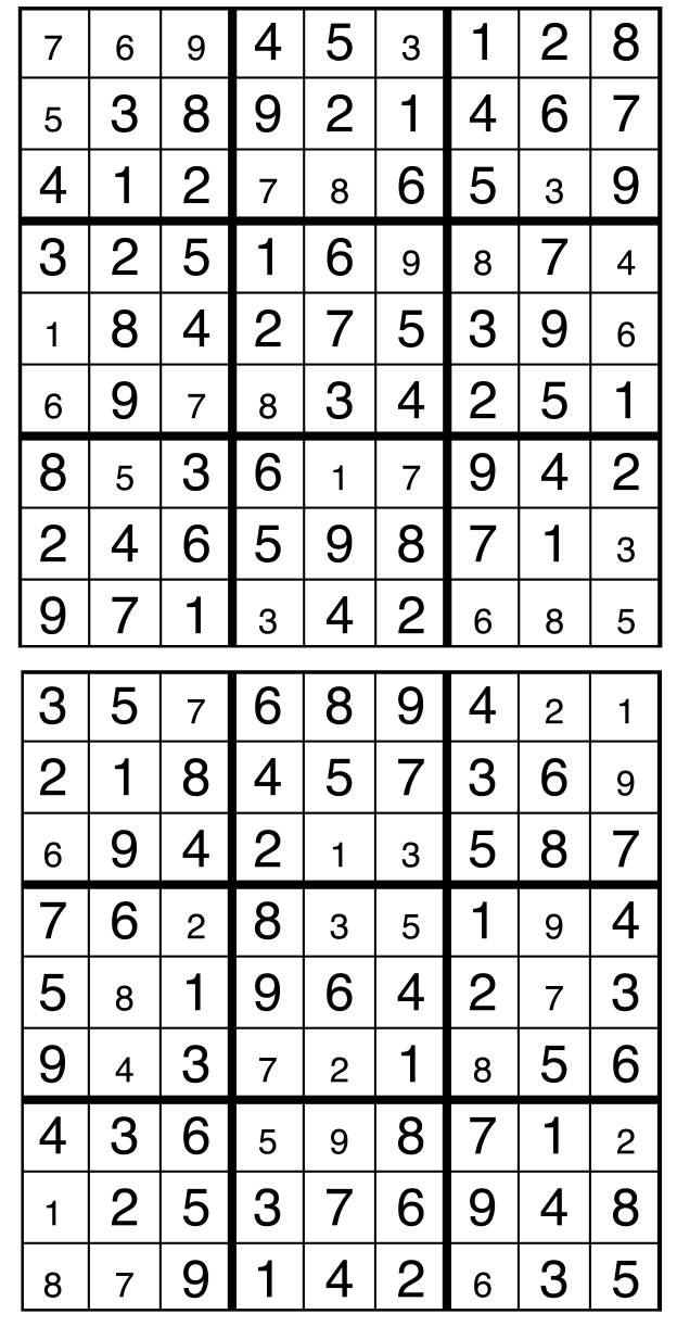 Solutions des sudokus du précédent numéro