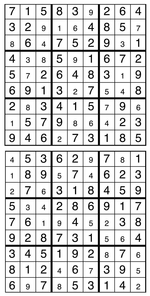 Solutions des sudokus du précédent numéro